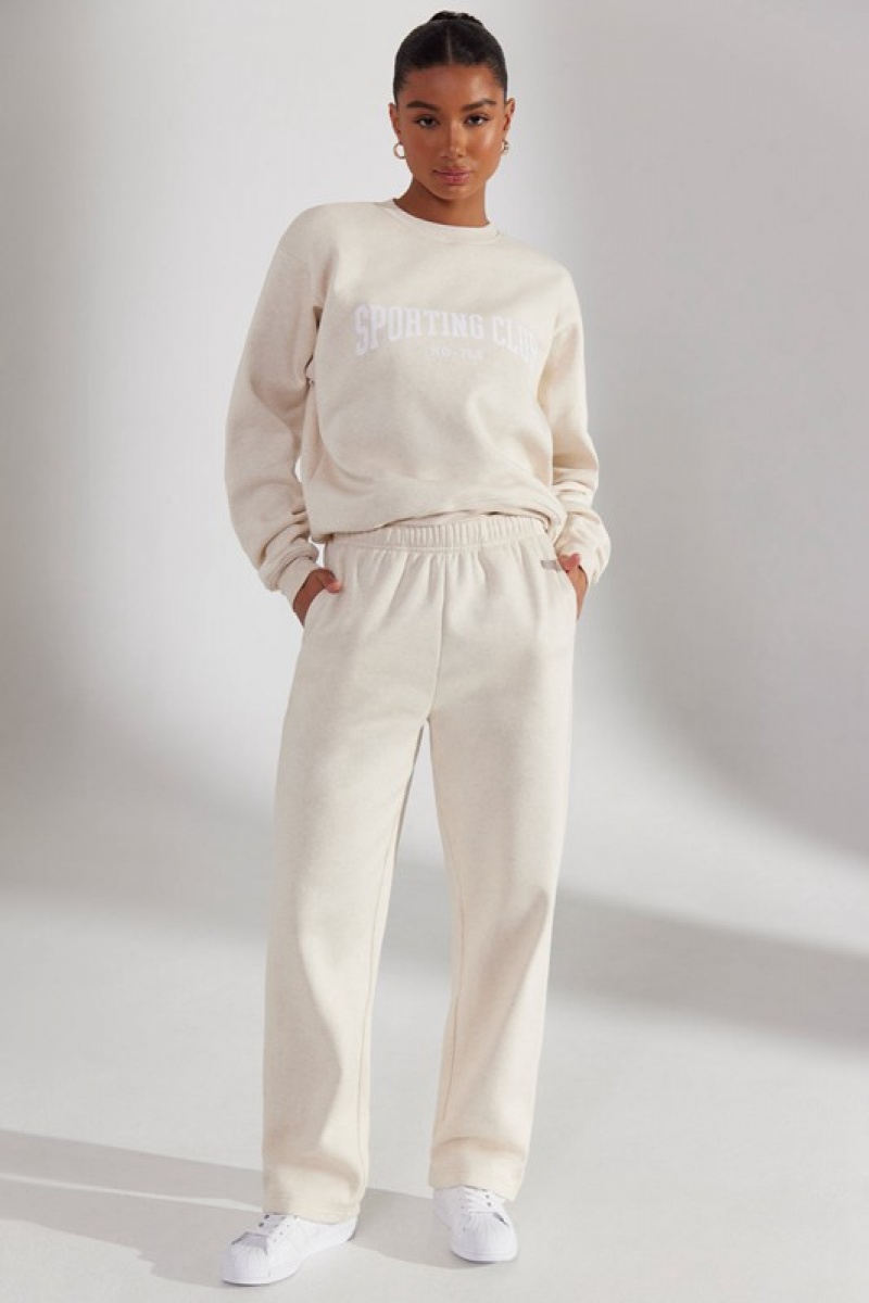 White Women's Bo And Tee Wide Leg Joggers | 43602-JNKV