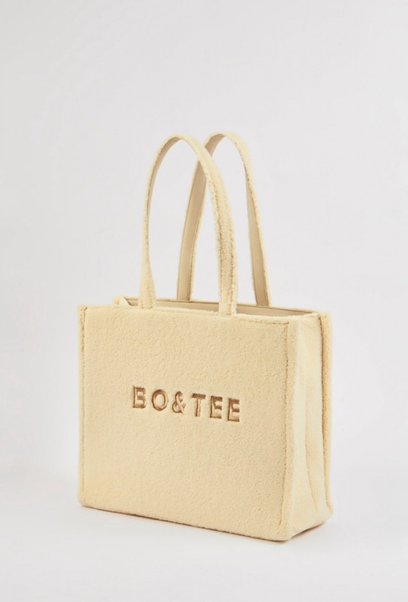 Yellow Women's Bo And Tee Fleece Tote Bags | 86349-FHNL