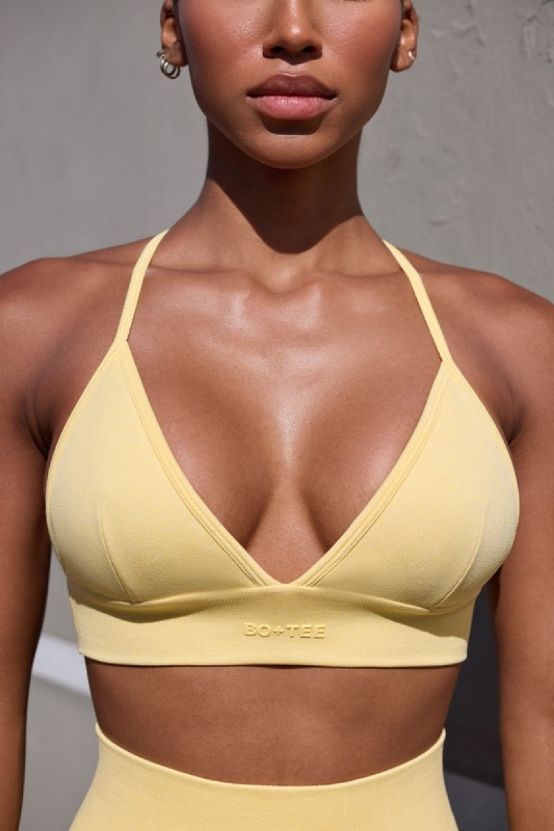 Yellow Women's Bo And Tee Super Sculpt Seamless Triangle Sports Bra | 98425-DCVG