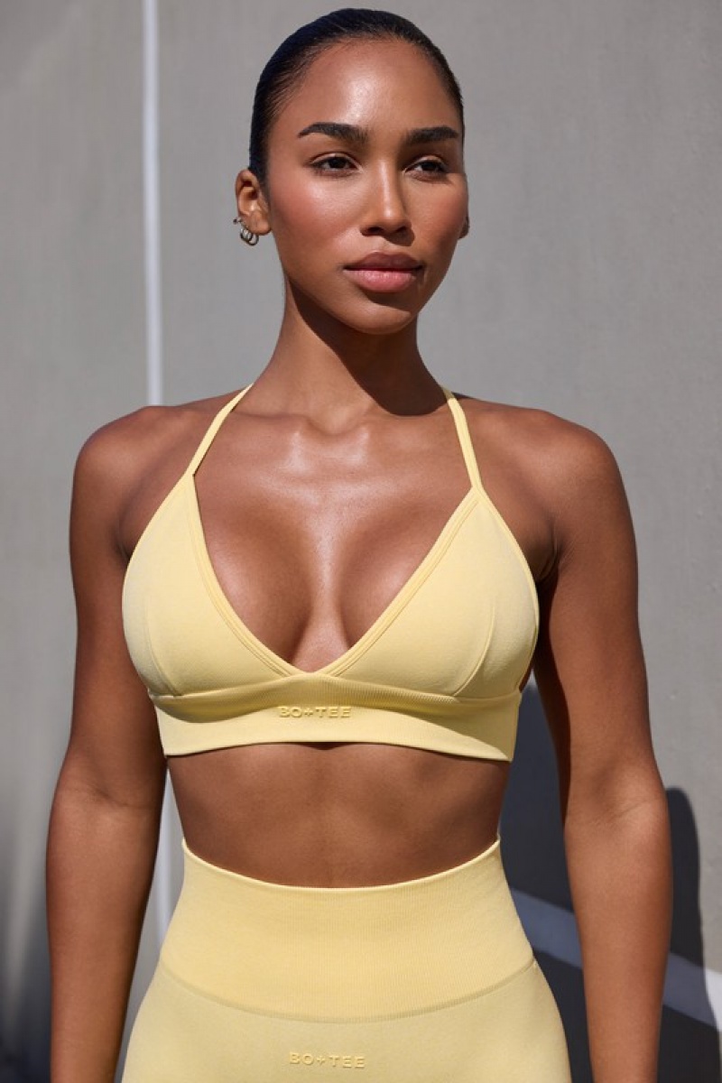 Yellow Women's Bo And Tee Super Sculpt Seamless Triangle Sports Bra | 98425-DCVG