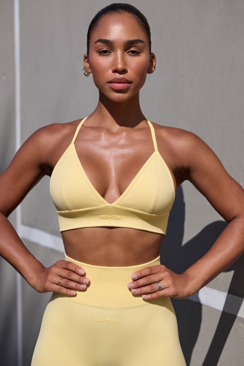 Yellow Women's Bo And Tee Super Sculpt Seamless Triangle Sports Bra | 98425-DCVG