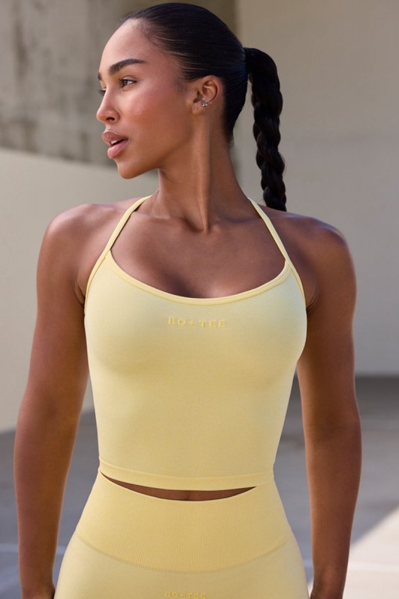 Yellow Women's Bo And Tee Super Sculpt Seamless Scoop Neck Tops | 32960-JVSQ